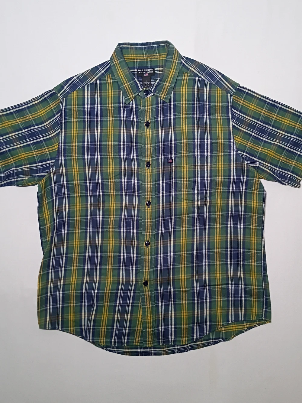 Vintage Polo Jeans Ralph Lauren Mens Oversized Flannel Shirt Large Plaid